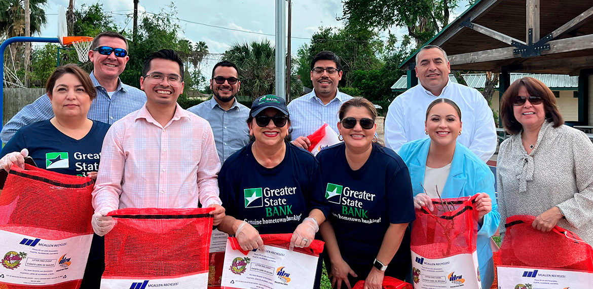 Greater State Bank Staff Cleans Up Lion’s Park In McAllen